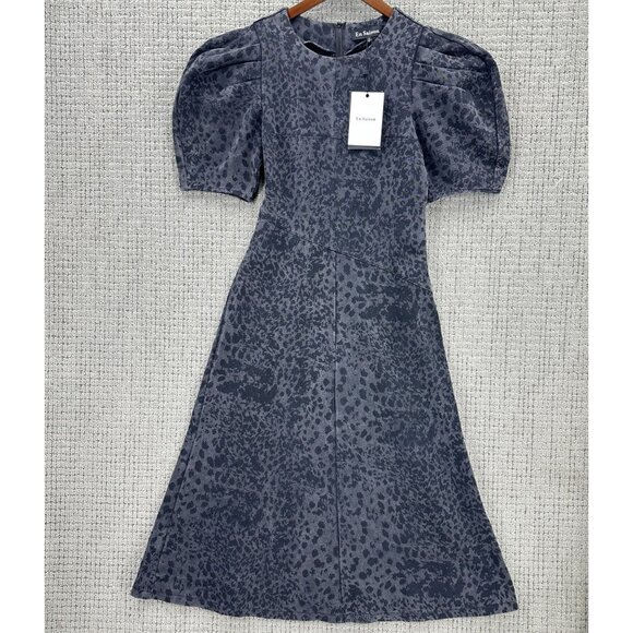 En Saison Harlow Midi Dress Size S Black Animal Print Acid Wash Denim NWT - Picture 3 of 12